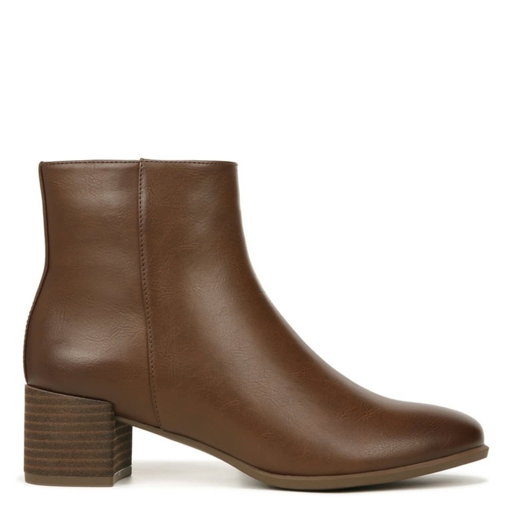 Naturalizer Soul Women's Rosa Memory Foam Heeled Ankle Boot Wide Dark Brown